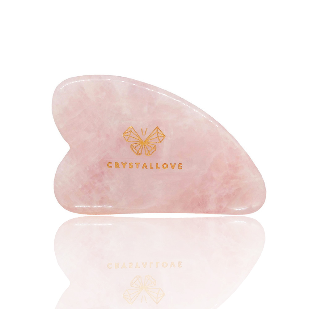 Crystallove – Płytka do masażu twarzy GUASHA z różowego kwarcu